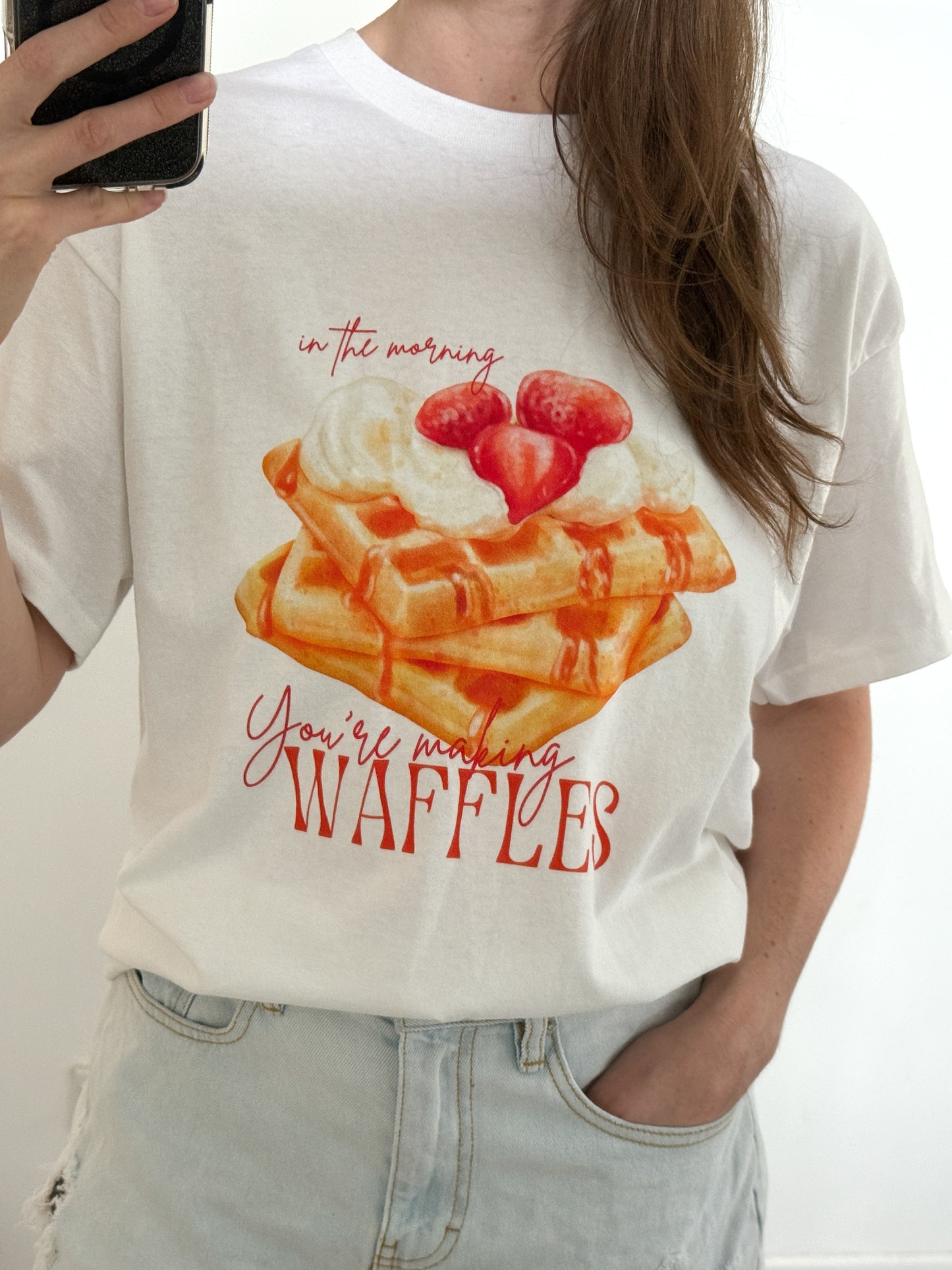 Waffles | White Graphic T-Shirt