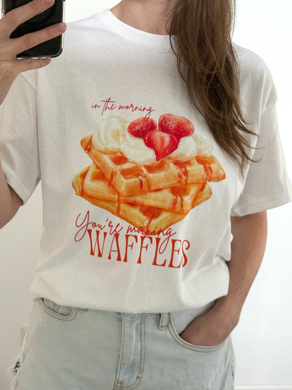 Waffles | White Graphic T-Shirt