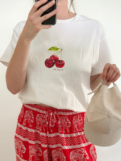 Bold Cherry | White Graphic T-Shirt