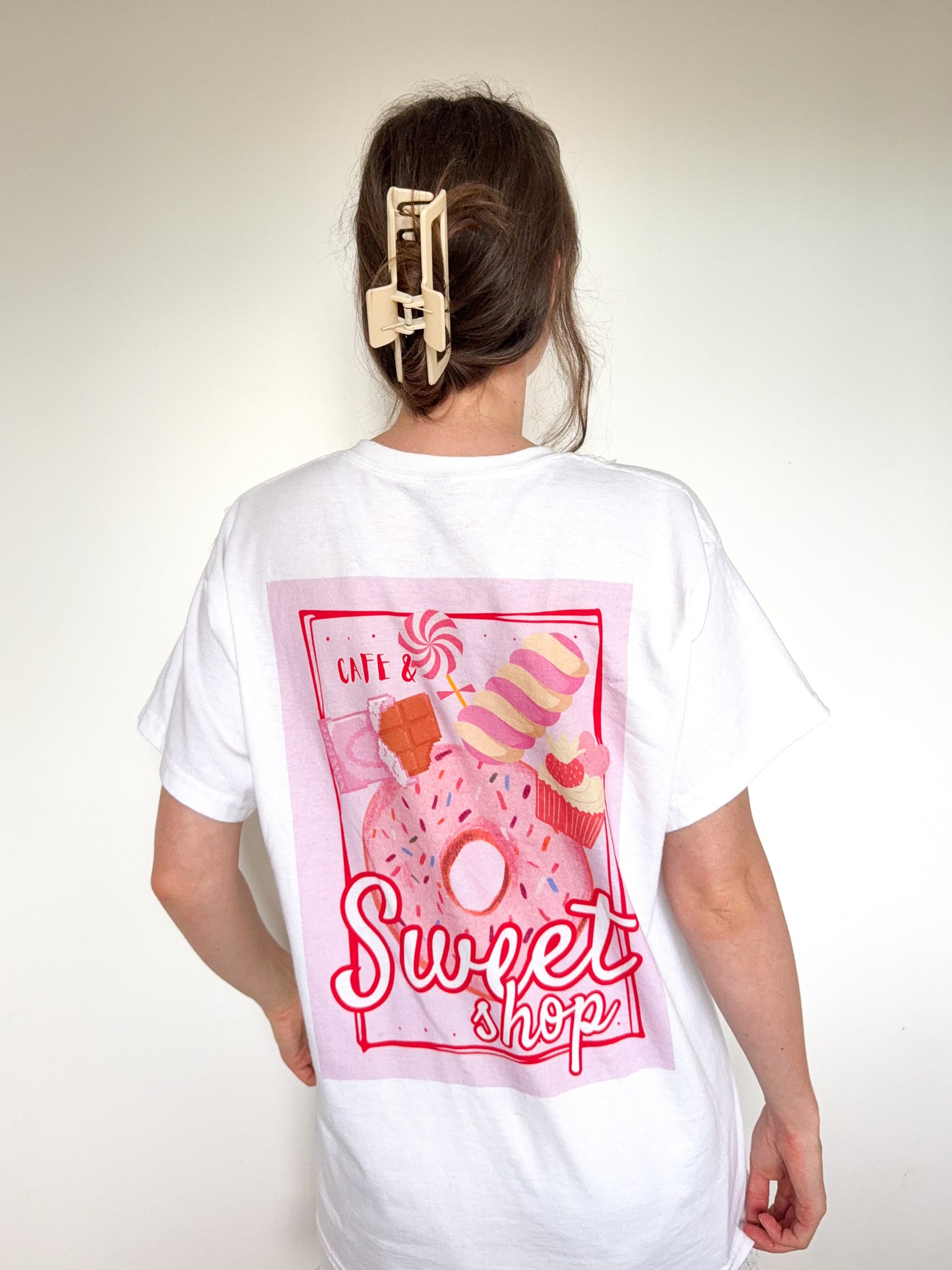 Sweet Shop - Red & Pink | White Graphic T-Shirt