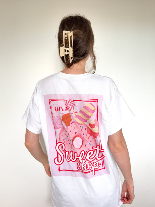 Sweet Shop - Red & Pink | White Graphic T-Shirt