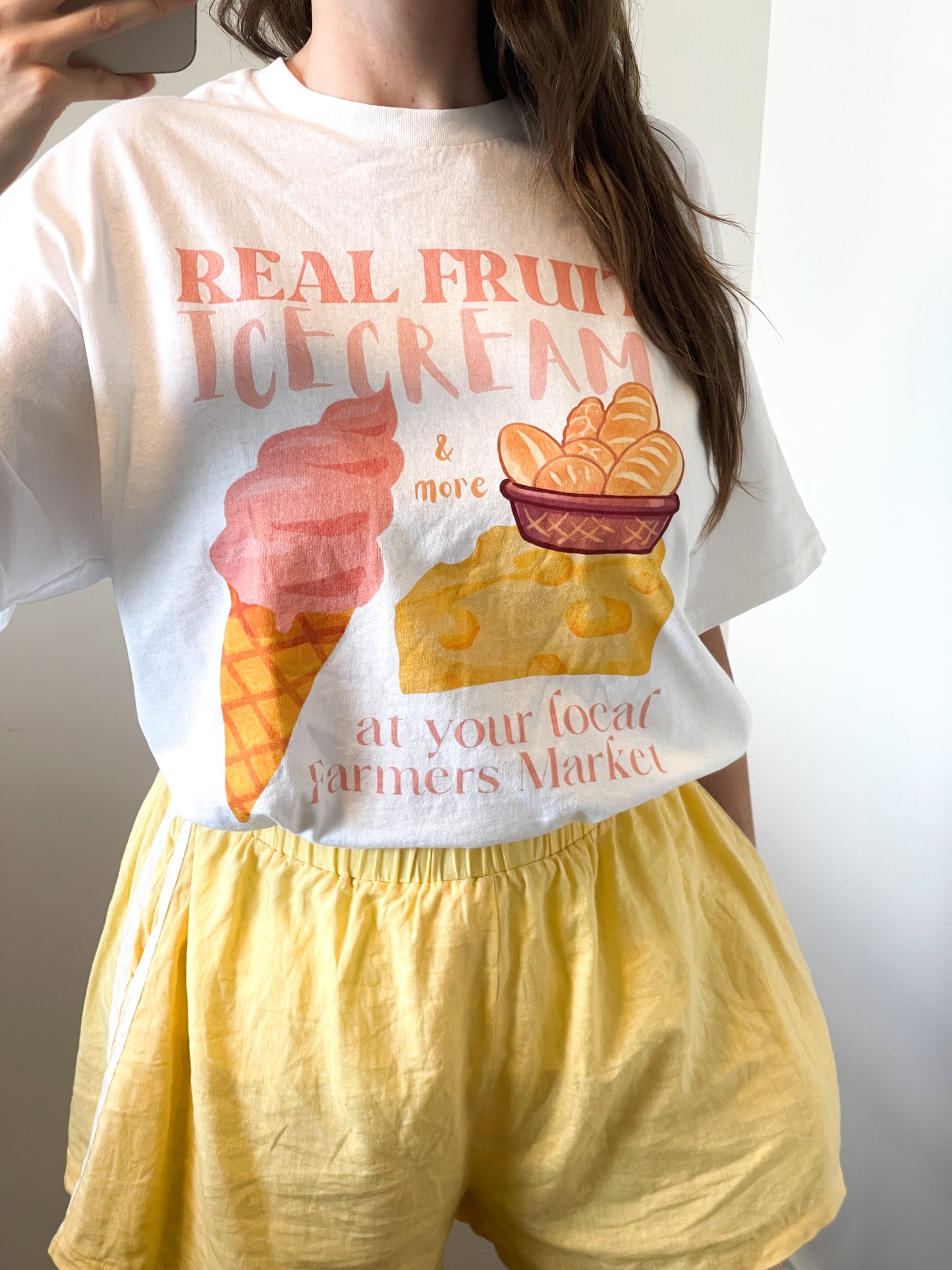 Farmers Market - Pink & Yellow | White Graphic T-Shirt