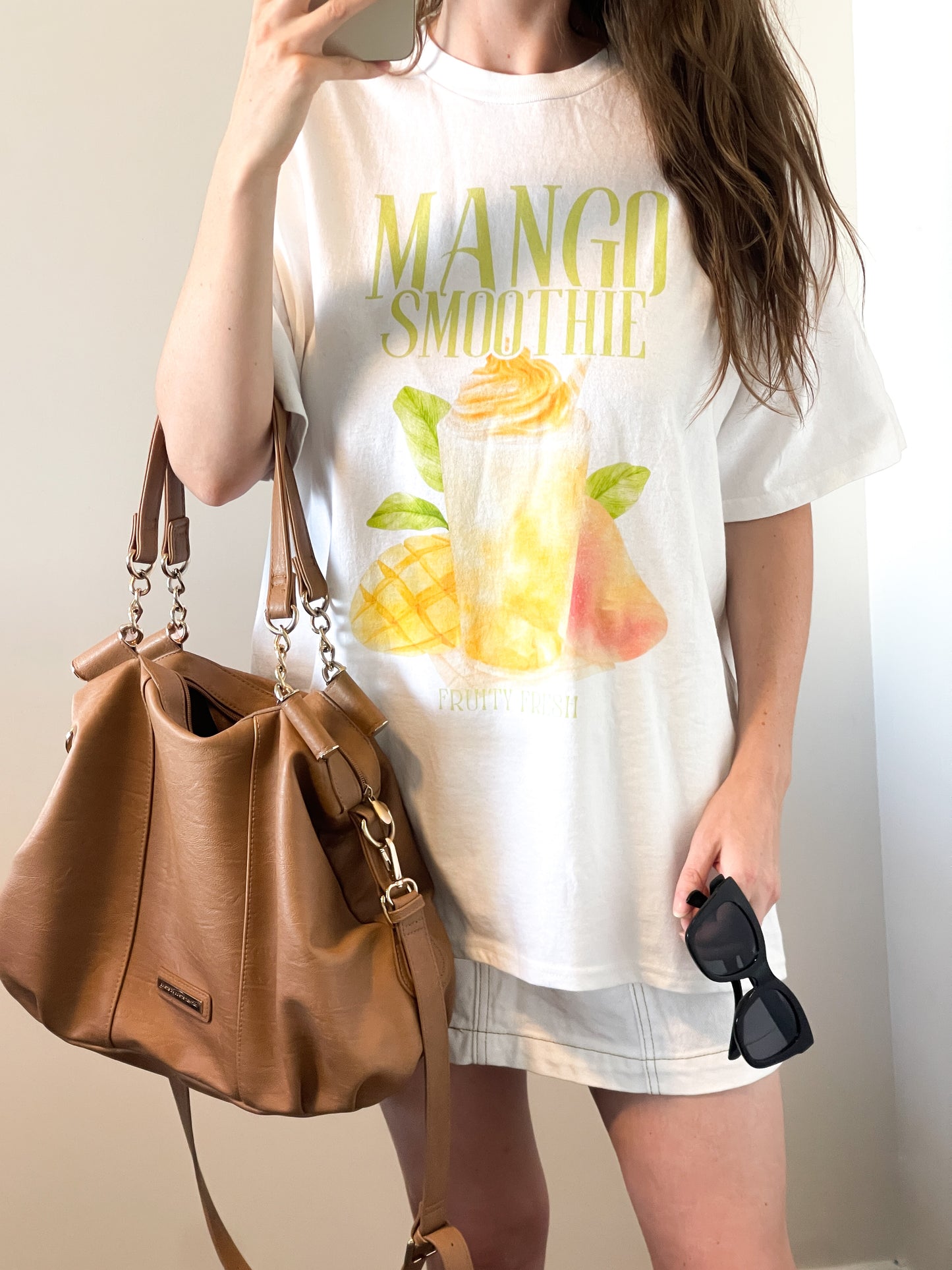 Mango Smoothie | White Graphic T-Shirt