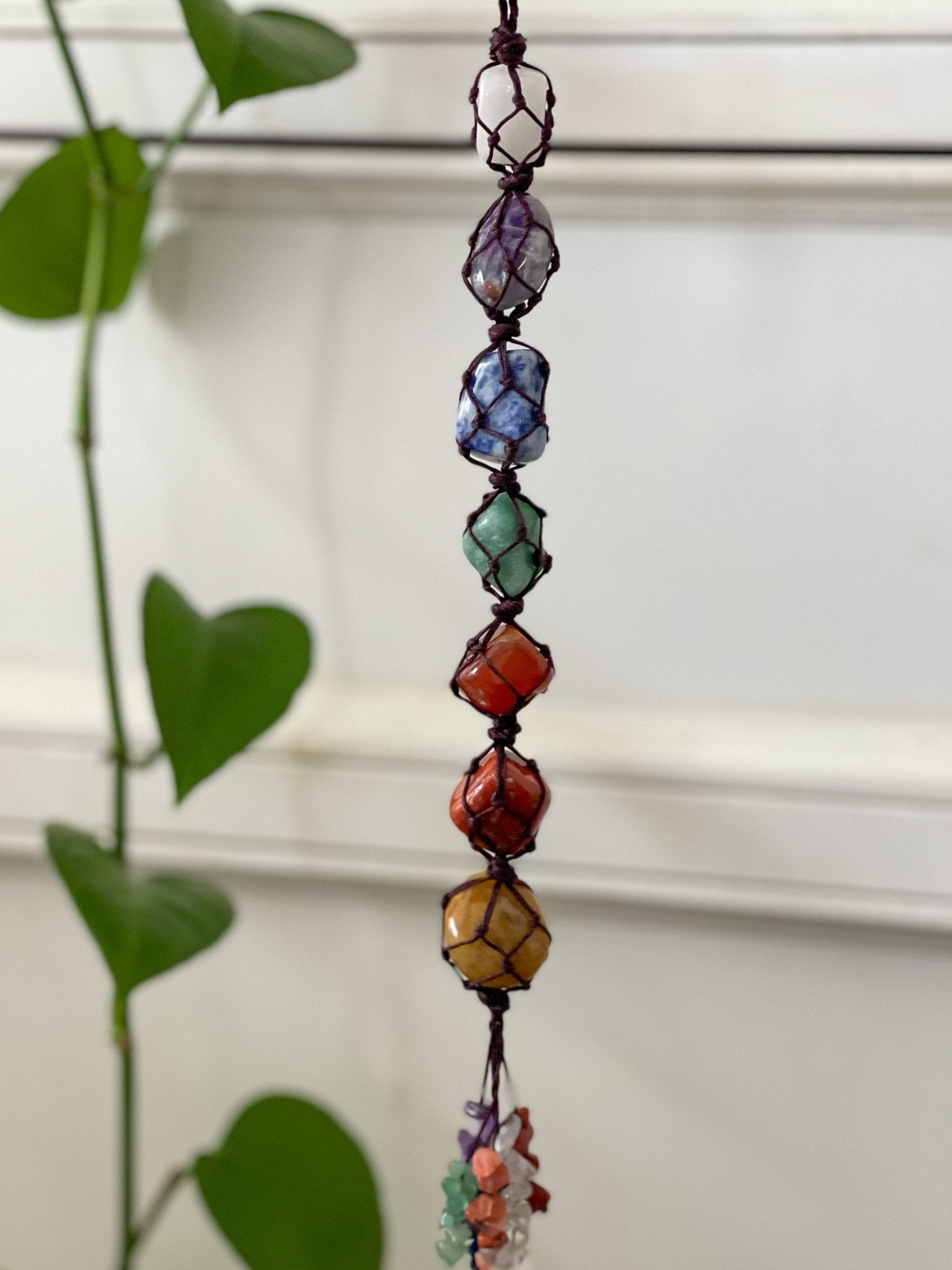 7 CHAKRAS - Gemstone Mirror Tassel | Boho Accessories - Line to Luna - Boho Throw Rugs & Macrame Decor | NZ Gifts