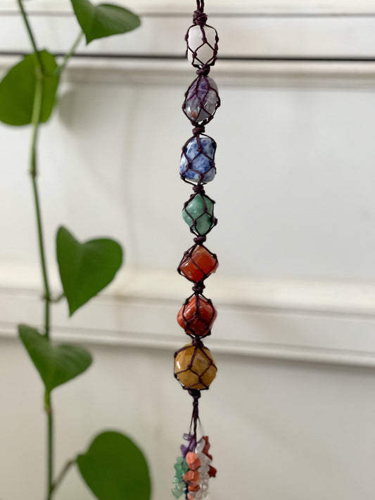 7 CHAKRAS - Gemstone Mirror Tassel | Boho Accessories - Line to Luna - Boho Throw Rugs & Macrame Decor | NZ Gifts
