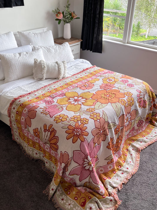 FLOWER CHILD - Extra Large Blanket 180 x 260 | Boho Throw Rug