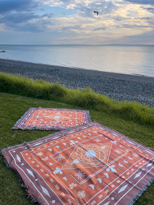 SUNSET RUSH V2 - Large Blanket | 160 x 200 Boho Throw Rug